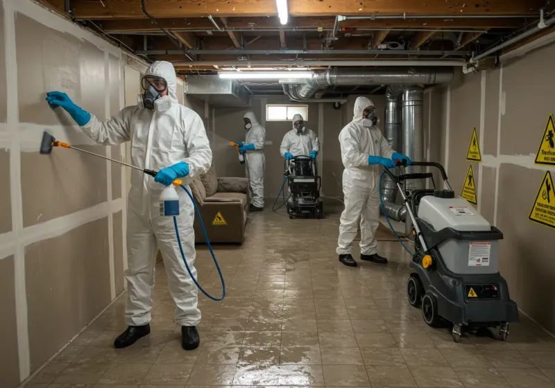 Basement Moisture Removal and Structural Drying process in White House, TN